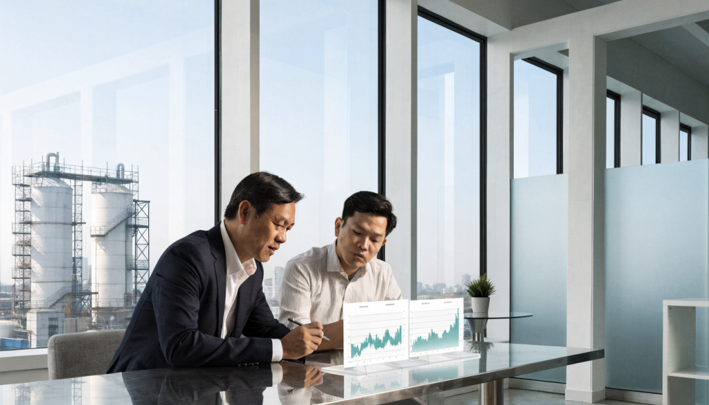 Nhóm quản lý xem xét thông tin về kết quả môi trường