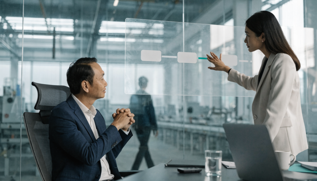 Đồng nghiệp rà soát sơ đồ quy trình quản lý chất lượng
